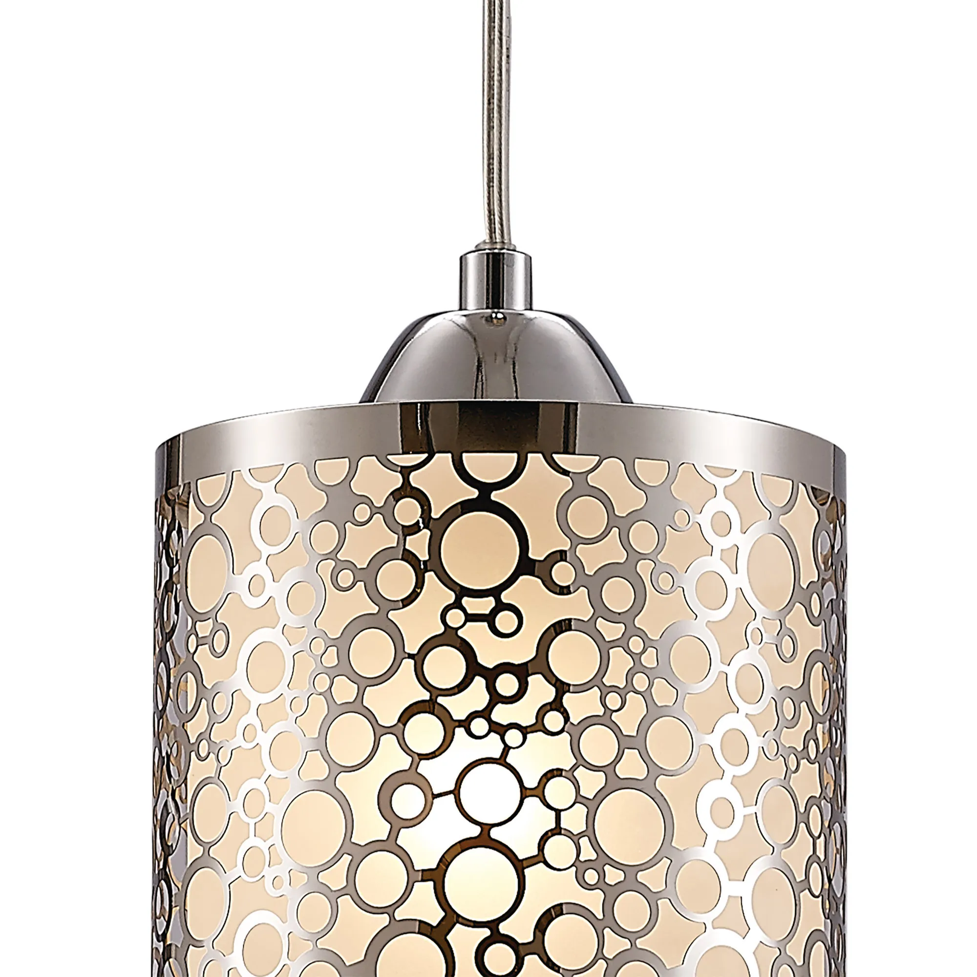 Charon Circle Pattern Glass Pendant 1 Light Polished Chrome D0133  Deco Charon